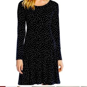 Karen Kane Dakota Jersey A-Line Dress white dots on black - size L